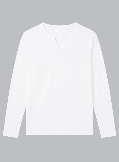 Tunisien Blanc Manches Longues en Coton / Lin - MAJESTIC FILATURES