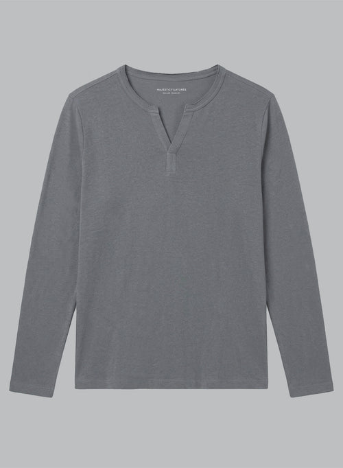 Tunisien Gris Manches Longues en Coton / Lin - MAJESTIC FILATURES