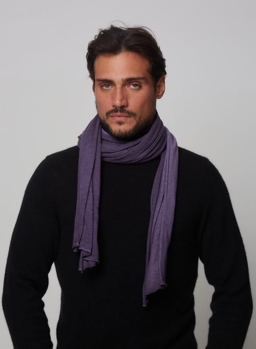 Purple Cotton/Cashmere Scarf - MAJESTIC FILATURES