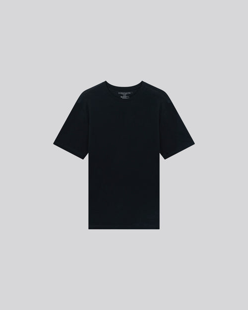 T-shirt Noir Col Rond Manches Courtes en Coton et Cachemire - MAJESTIC FILATURES