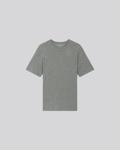 T-shirt Gris Col Rond Manches Courtes en Coton / Cachemire - MAJESTIC FILATURES