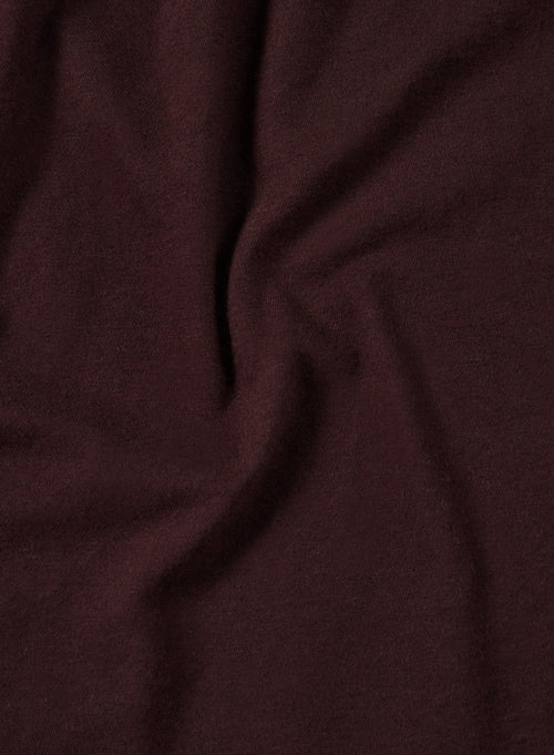 T-shirt Aubergine Col Rond Manches Longues en Coton et Cachemire - MAJESTIC FILATURES