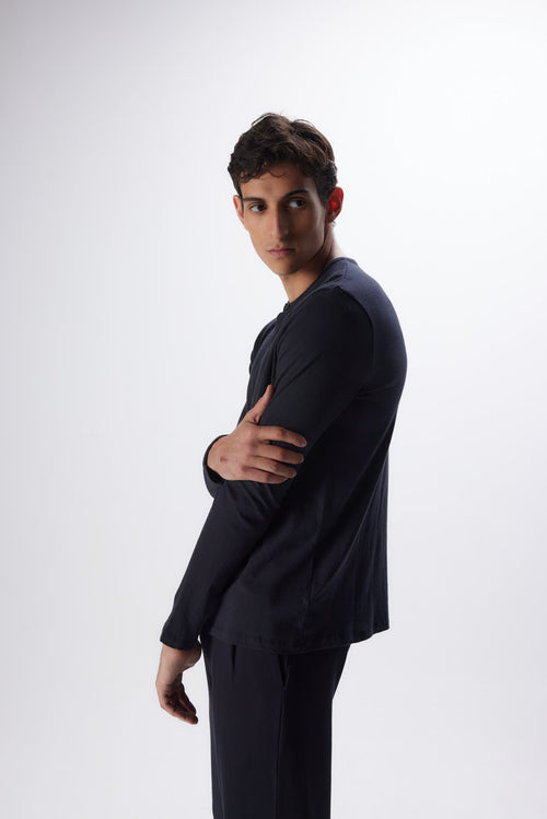 "Camisa tunecina de manga larga de Algodón / Cachemira" - MAJESTIC FILATURES