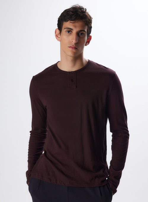 Tunesische Aubergine Long Sleeve Baumwolle und Kaschmir - MAJESTIC FILATURES