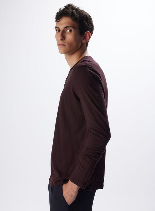 Tunisian Aubergine Long Sleeve Cotton and Cashmere - MAJESTIC FILATURES