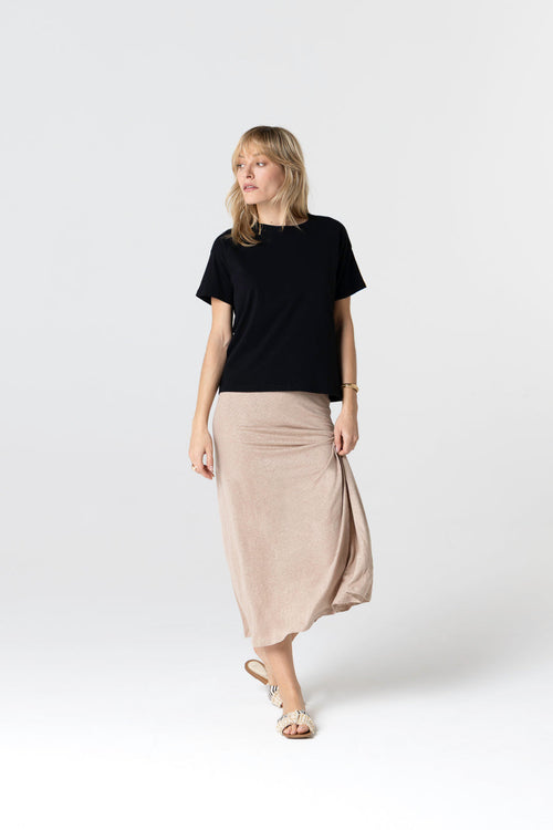 T-shirt Noir Col Rond Manches Courtes en Coton organique - MAJESTIC FILATURES