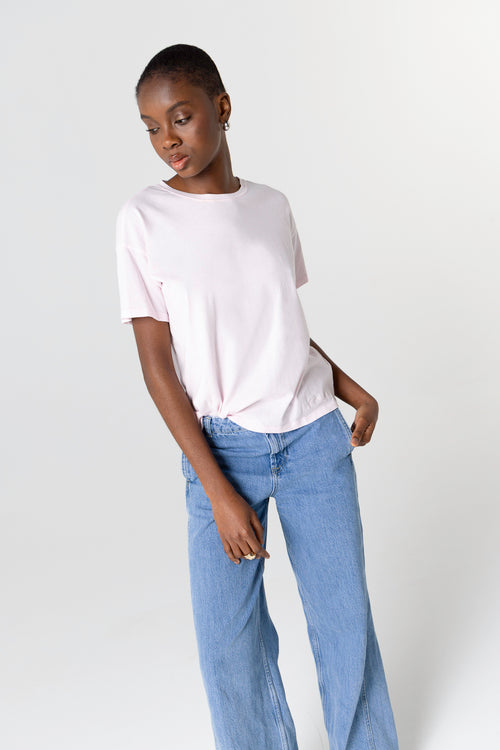 T-shirt Rose Col Rond Manches Courtes en Coton organique - MAJESTIC FILATURES