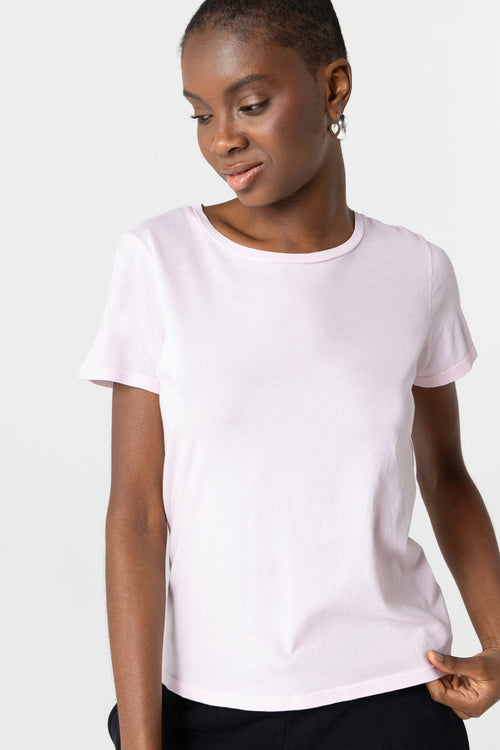 T-shirt Rose Col Rond Manches Courtes en Coton organique - MAJESTIC FILATURES