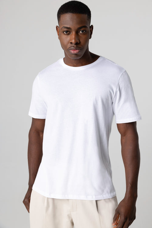 Patrice T-Shirt Rundhalsausschnitt kurze Ärmel aus Silk Touch Baumwolle - MAJESTIC FILATURES