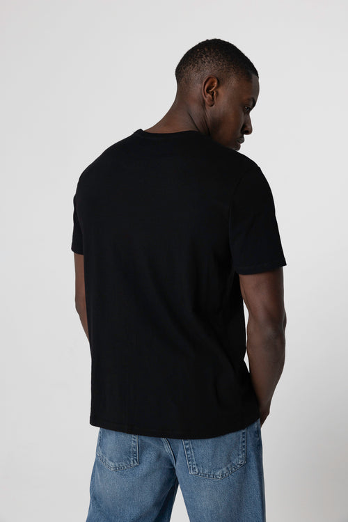 T-shirt Noir Patrice Col Rond Manches Courtes en Coton - MAJESTIC FILATURES