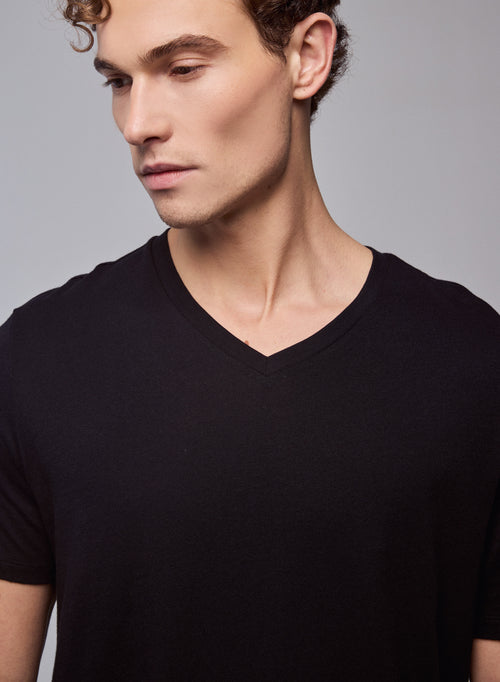 "Camiseta Paul cuello V manga corta de Algodón Silk Touch" - MAJESTIC FILATURES