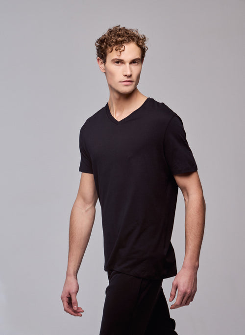 "Camiseta Paul cuello V manga corta de Algodón Silk Touch" - MAJESTIC FILATURES