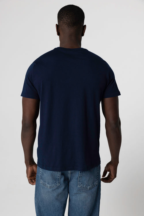 T-shirt Marine Paul Col V Manches Courtes en Coton - MAJESTIC FILATURES