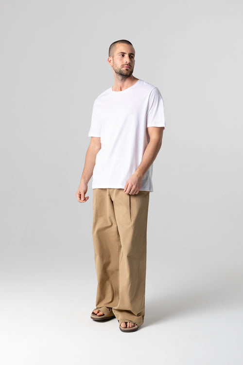 T-shirt Blanc Col Rond Manches Courtes en Coton organique - MAJESTIC FILATURES