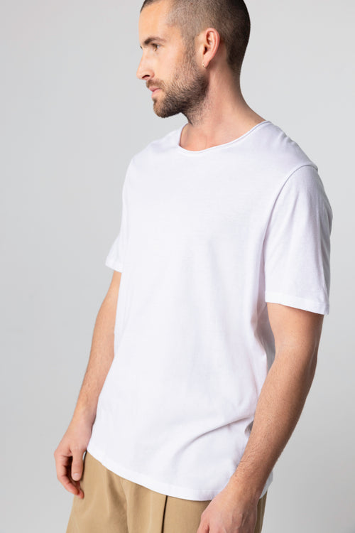 T-shirt Blanc Col Rond Manches Courtes en Coton organique - MAJESTIC FILATURES