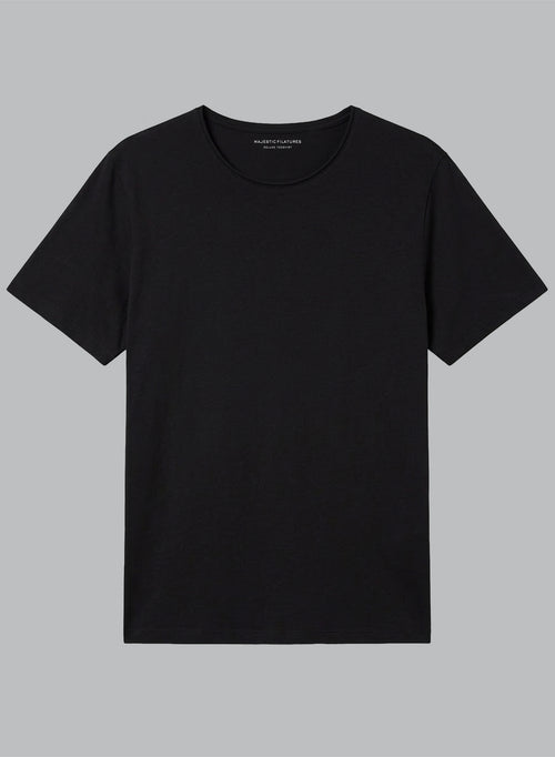 T-shirt Noir Col Rond Manches Courtes en Coton organique - MAJESTIC FILATURES