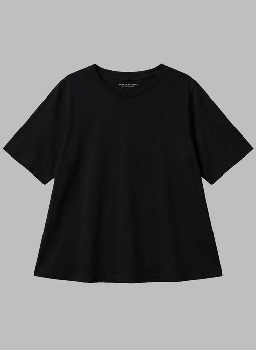 Rundhals T-Shirt mit kurzen Ärmeln aus Supima-Baumwolle in Schwarz - MAJESTIC FILATURES
