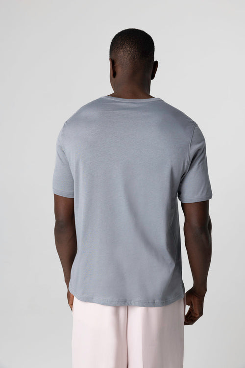 Gray Round-Neck Short-Sleeve Supima Cotton T-shirt - MAJESTIC FILATURES