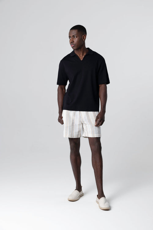 Polo Noir Manches Courtes en Coton Supima - MAJESTIC FILATURES