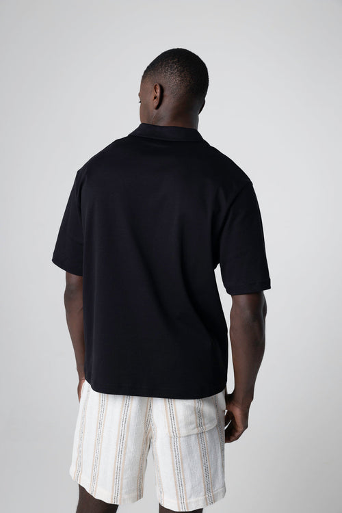 Black Short-Sleeve Supima Cotton Polo - MAJESTIC FILATURES