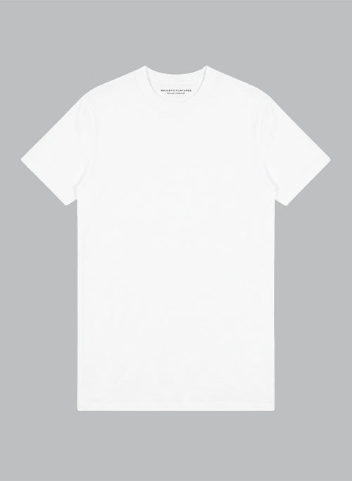 T-shirt Blanc Col Rond Manches Courtes en Coton Supima - MAJESTIC FILATURES