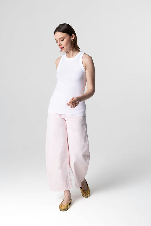 Ärmelloses Tanktop mit Rundhalsausschnitt aus Viskose/Elasthan in Weiß - MAJESTIC FILATURES