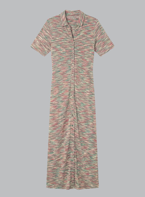 Multicolored Short-Sleeve Viscose Dress - MAJESTIC FILATURES