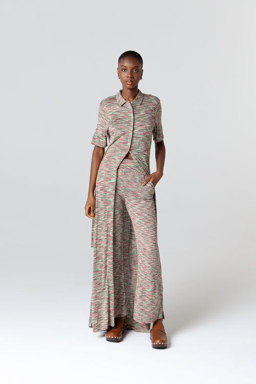 Mehrfarbiges kurzarm Kleid aus Viskose - MAJESTIC FILATURES