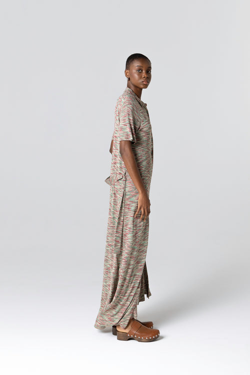 Multicolored Short-Sleeve Viscose Dress - MAJESTIC FILATURES