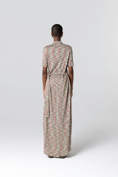 Multicolored Short-Sleeve Viscose Dress - MAJESTIC FILATURES