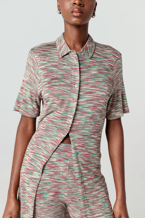 Multicolored Short-Sleeve Viscose Dress - MAJESTIC FILATURES