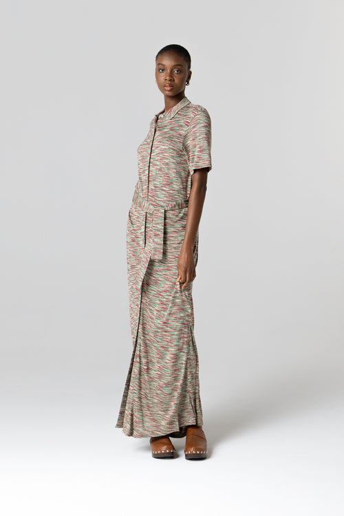 Multicolored Short-Sleeve Viscose Dress - MAJESTIC FILATURES