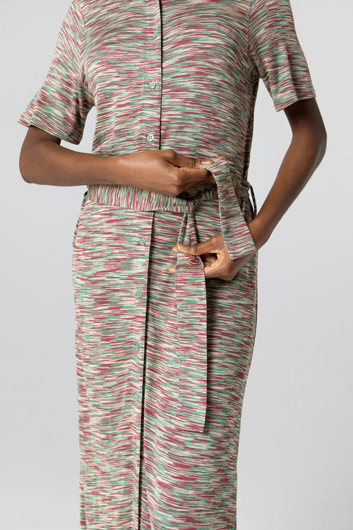 Multicolored Short-Sleeve Viscose Dress - MAJESTIC FILATURES