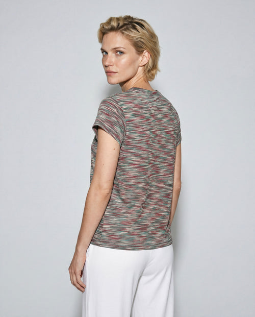 Camiseta multicolor cuello redondo y manga corta de viscosa - MAJESTIC FILATURES