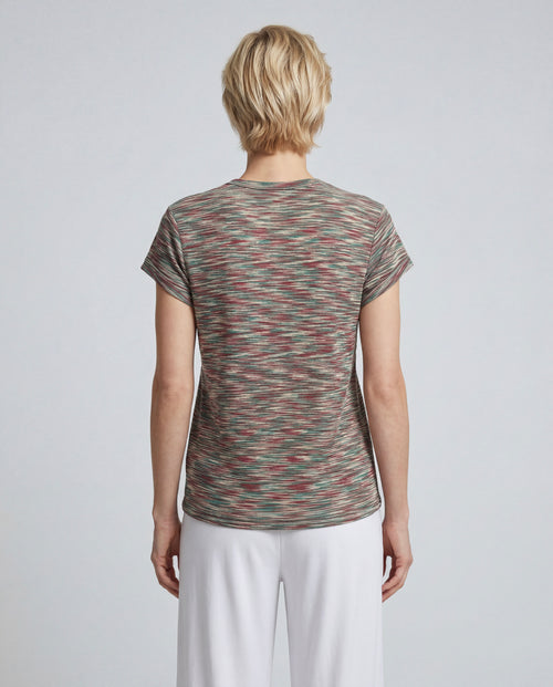 Camiseta multicolor cuello redondo y manga corta de viscosa - MAJESTIC FILATURES