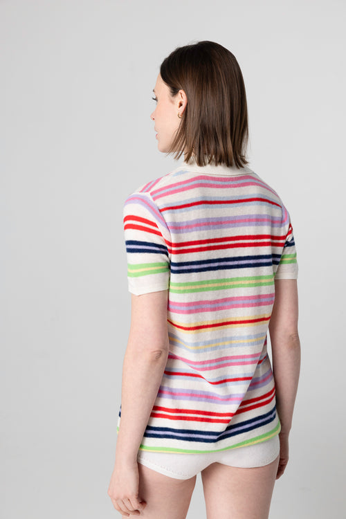 Polo Blanc Manches Courtes en Cachemire extrafine - MAJESTIC FILATURES