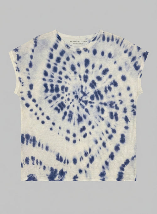 Pull Blue Moon Tie-dye Col Rond Sans Manches en Cachemire - MAJESTIC FILATURES
