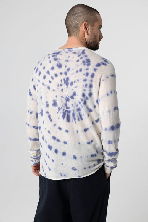 Jersey Blue Moon Tie-dye Cuello redondo Mangas largas de cachemira - MAJESTIC FILATURES