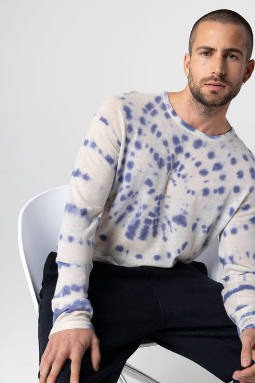 Jersey Blue Moon Tie-dye Cuello redondo Mangas largas de cachemira - MAJESTIC FILATURES