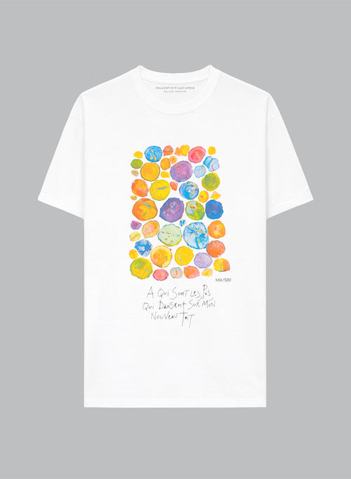 Rundhals T-Shirt mit kurzen Ärmeln aus Bio-Baumwolle in Weiß - MAJESTIC FILATURES
