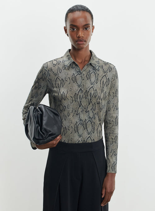 Shirt in cotton and cashmere with snake print - MAJESTIC FILATURES