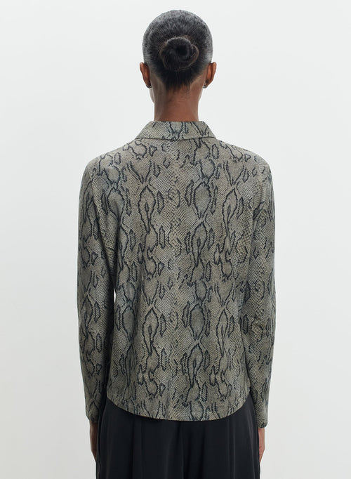 Shirt in cotton and cashmere with snake print - MAJESTIC FILATURES