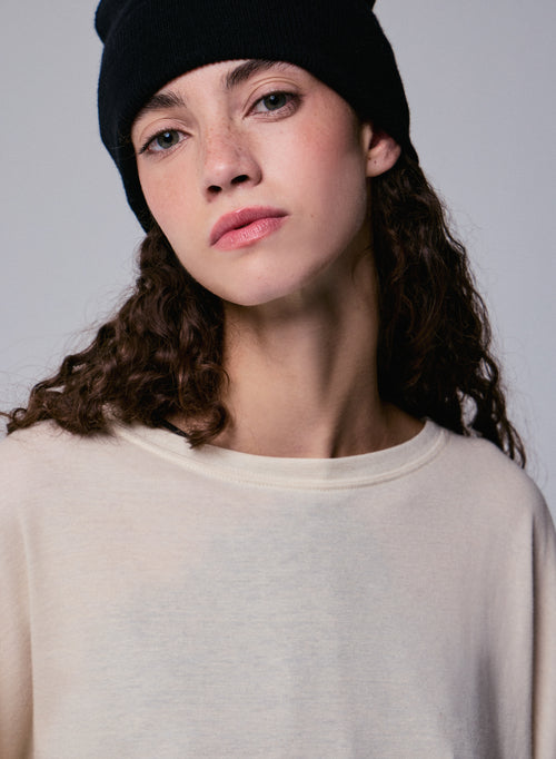 Sweat Gris Col Rond Manches Longues en Coton organique / Cachemire - MAJESTIC FILATURES