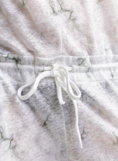 Combinaison Kaki Manches Sans Col V en Lin - MAJESTIC FILATURES