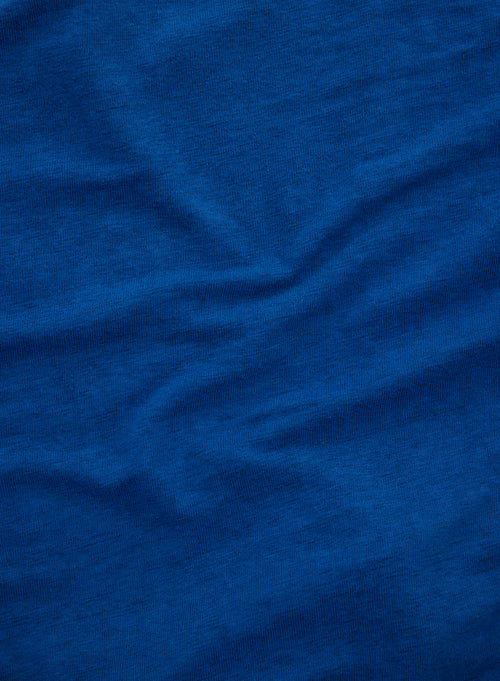 Blaues kurzärmeliges T-Shirt mit Polokragen in Leinen / Elasthan - MAJESTIC FILATURES