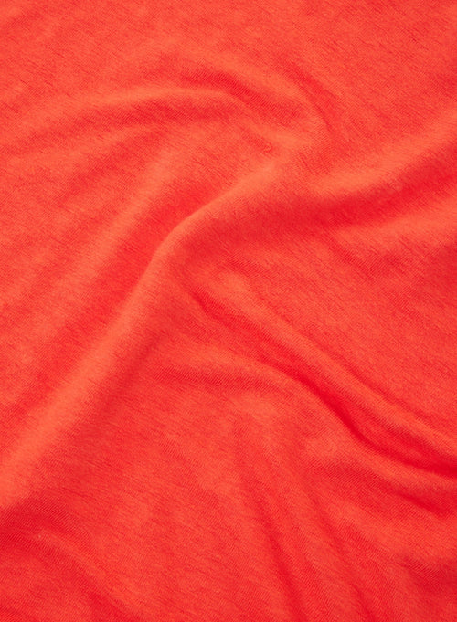 Camiseta naranja de manga corta y cuello redondo en lino / elastano - MAJESTIC FILATURES