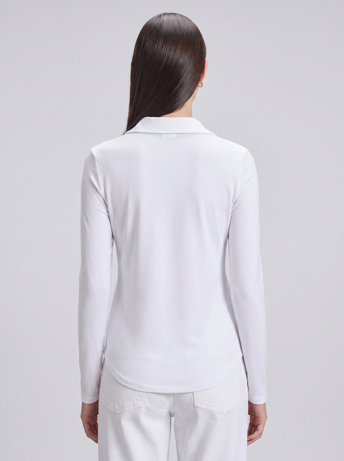 Camisa Blanca de Manga Larga en Viscosa / Elastano - MAJESTIC FILATURES