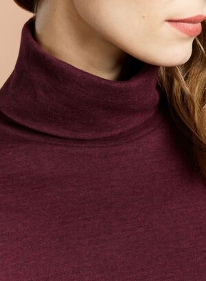 Lila / Grau Rollkragenpullover Langarmkleid aus Baumwolle / Kaschmir / Baumwolle - MAJESTIC FILATURES